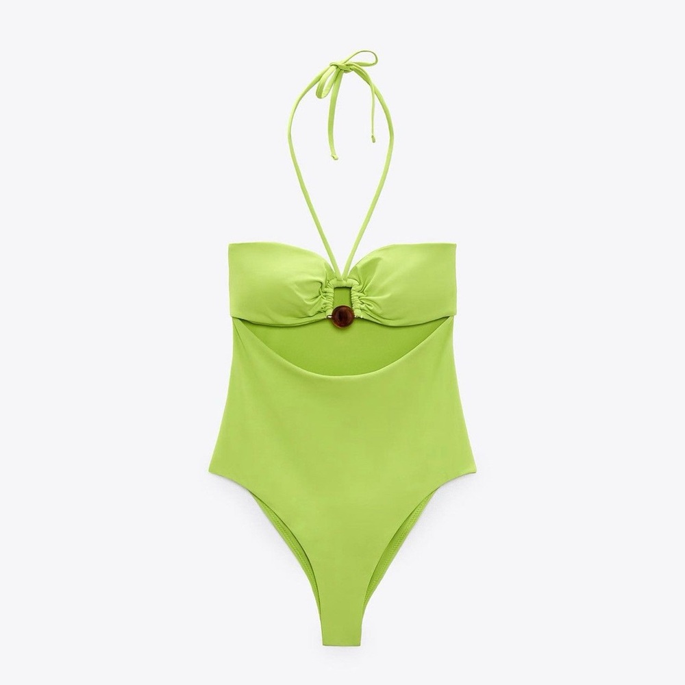 Zara Lime Green One Piece Swimsuit